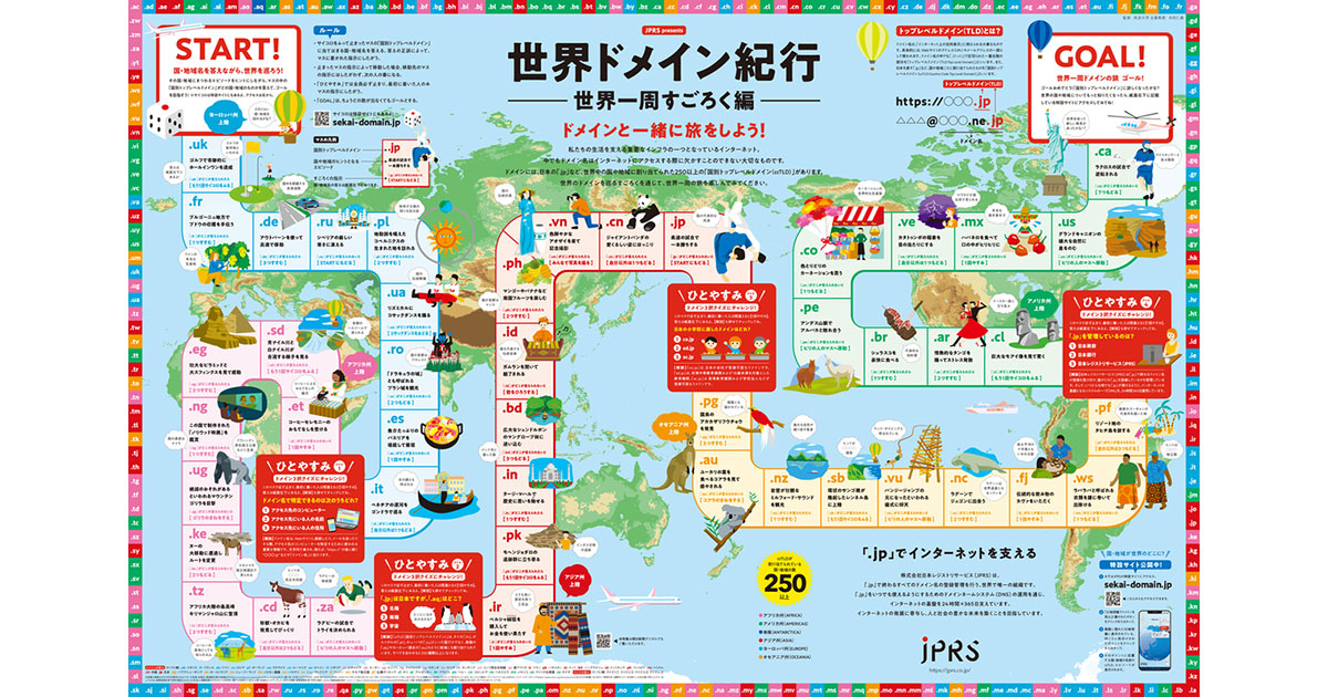 JPRS、ポスター「世界ドメイン紀行 世界一周すごろく編」を全国の