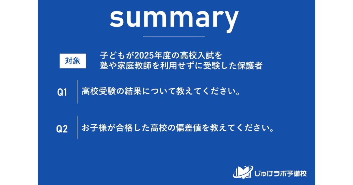 塾や家庭教師なしでの高校受験、83.8%が第一志望に合格【「じゅけラボ予備校」調査】